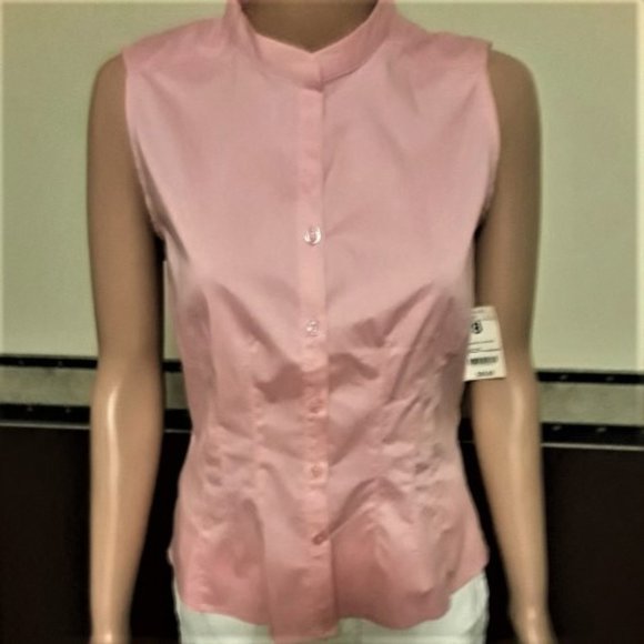 Worthington Tops - Worthington Creamy Pink Sleeveless Button Down Shirt Size 8 NWT